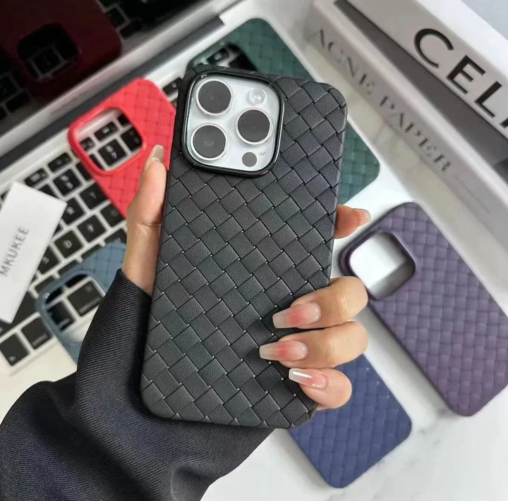 iPhone 13 Pro Max Luxury Weave Breathable Matte Silicone Grid Back Cover
