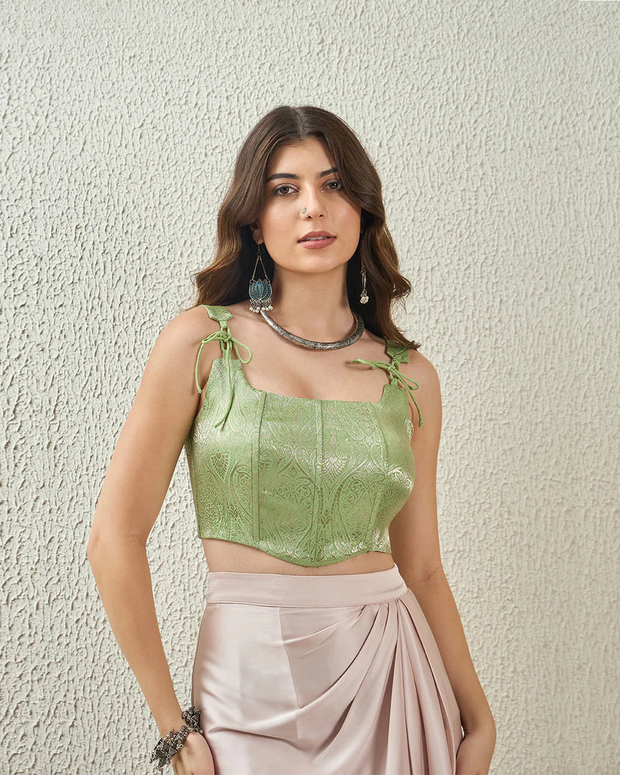 Mint Green Brocade Corset Top