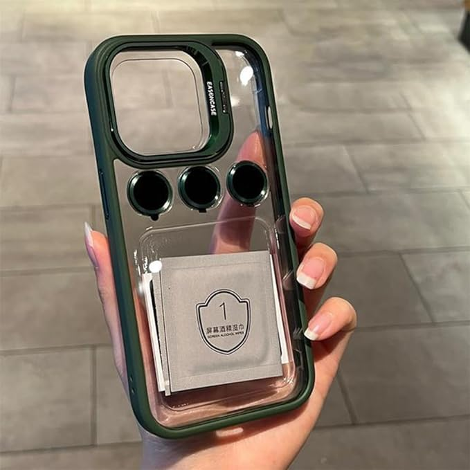 Luxury Camera Lens Flip Bracket Case For iPhone 15 Pro