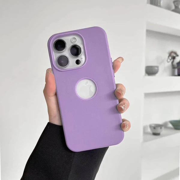 Leather Texture Case With Logo Cut inner Microfiber Phone Back Case For iPhone 13/14 Series