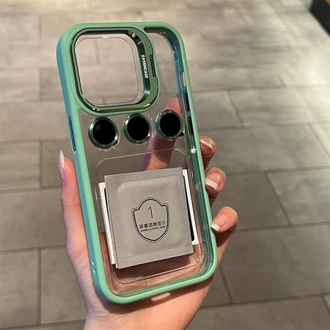 Luxury Camera Lens Flip Bracket Case For iPhone 15 Pro