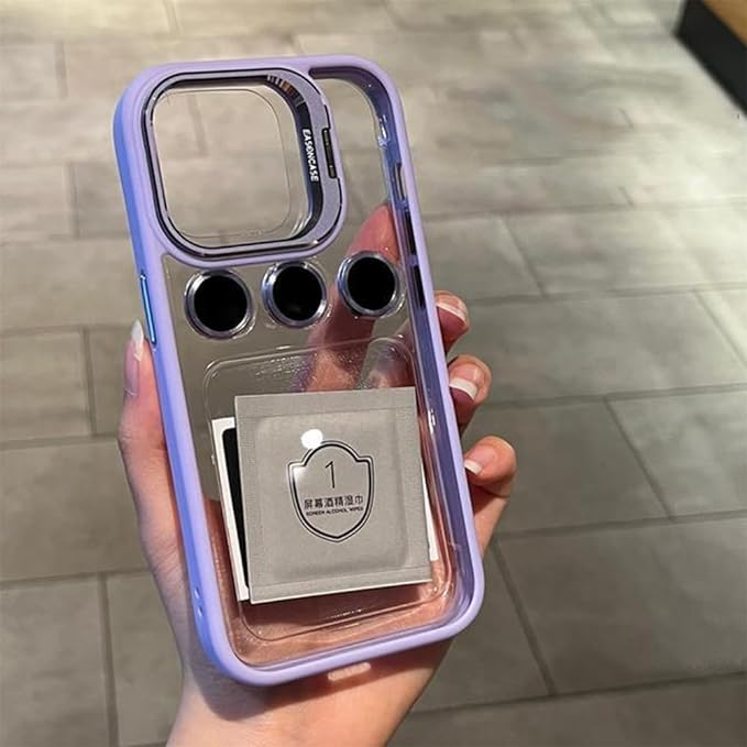 Luxury Camera Lens Flip Bracket Case For iPhone 15 Pro