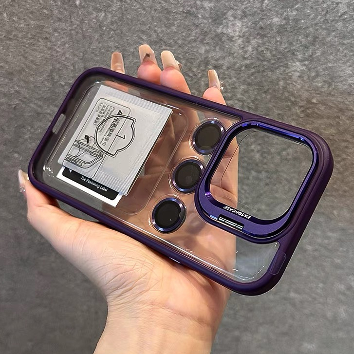 Luxury Camera Lens Flip Bracket Case For iPhone 15 Pro