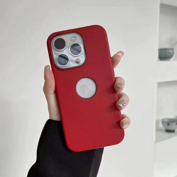 Leather Texture Case With Logo Cut inner Microfiber Phone Back Case For iPhone 13/14 Series