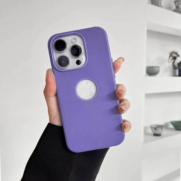 Leather Texture Case With Logo Cut inner Microfiber Phone Back Case For iPhone 13/14 Series