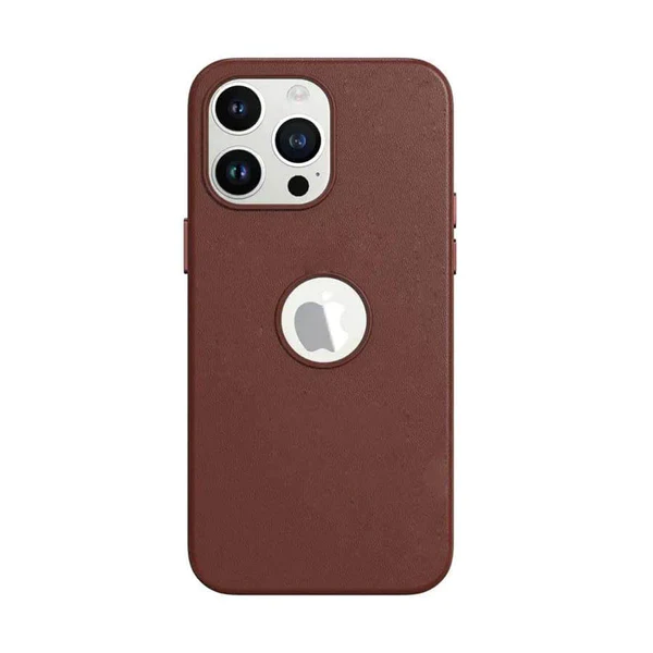 Leather Texture Case With Logo Cut inner Microfiber Phone Back Case For iPhone 13/14 Series