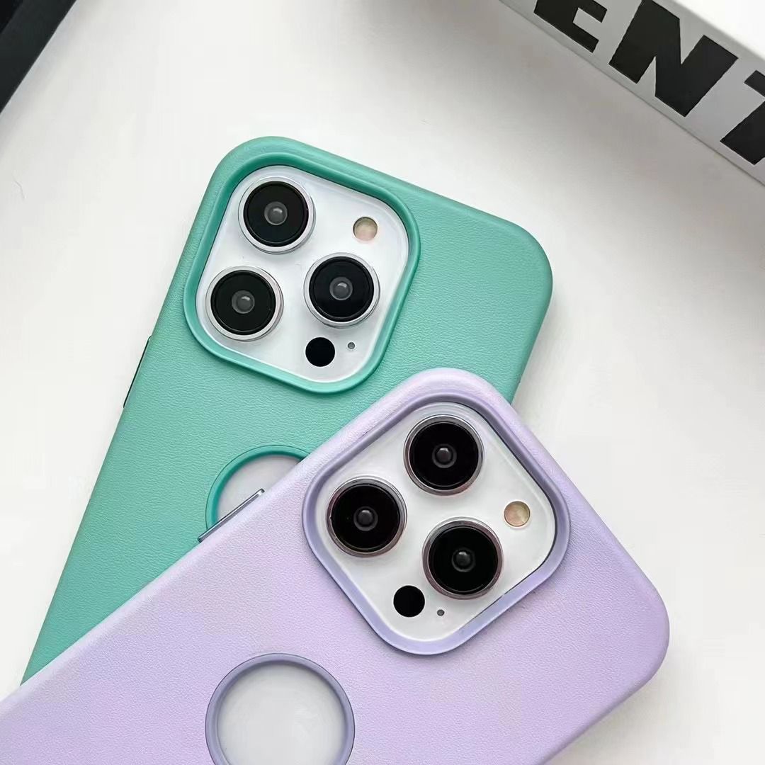 Leather Texture Case With Logo Cut inner Microfiber Phone Back Case For iPhone 13/14 Series