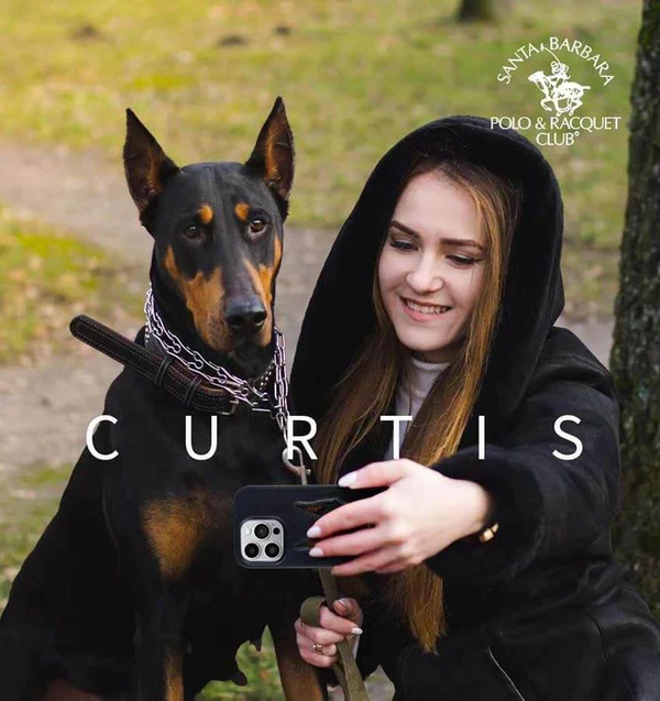 Curtis Series Embroided Luxury Faux Leather With Stitched Dog For iPhone 14 Series