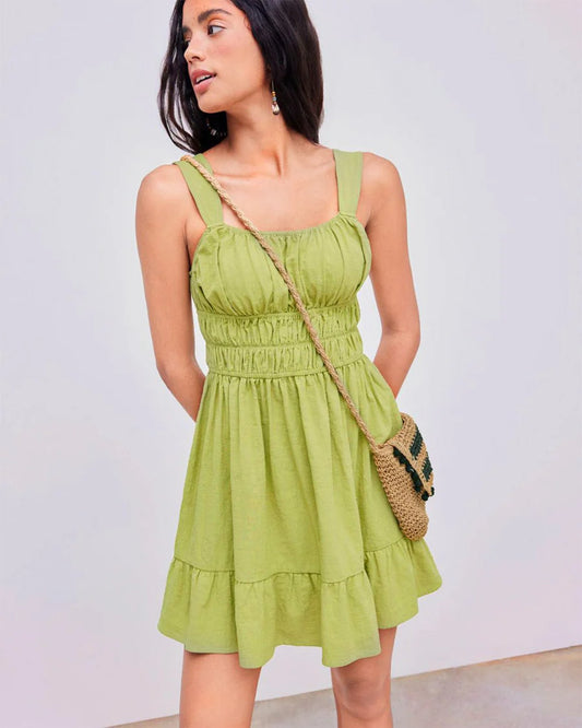 Green Ruched Fit & Flare Dress
