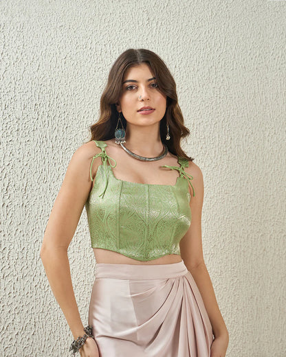 Mint Green Brocade Corset Top