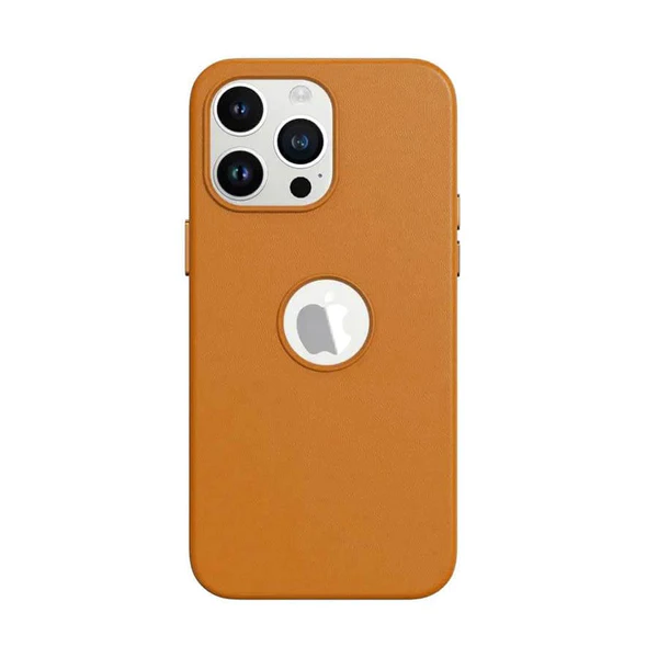 Leather Texture Case With Logo Cut Inner Microfiber Phone Back Case For iPhone 15 Series