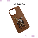 Brown Polo Jockey Series Embroidery Leather Back Case