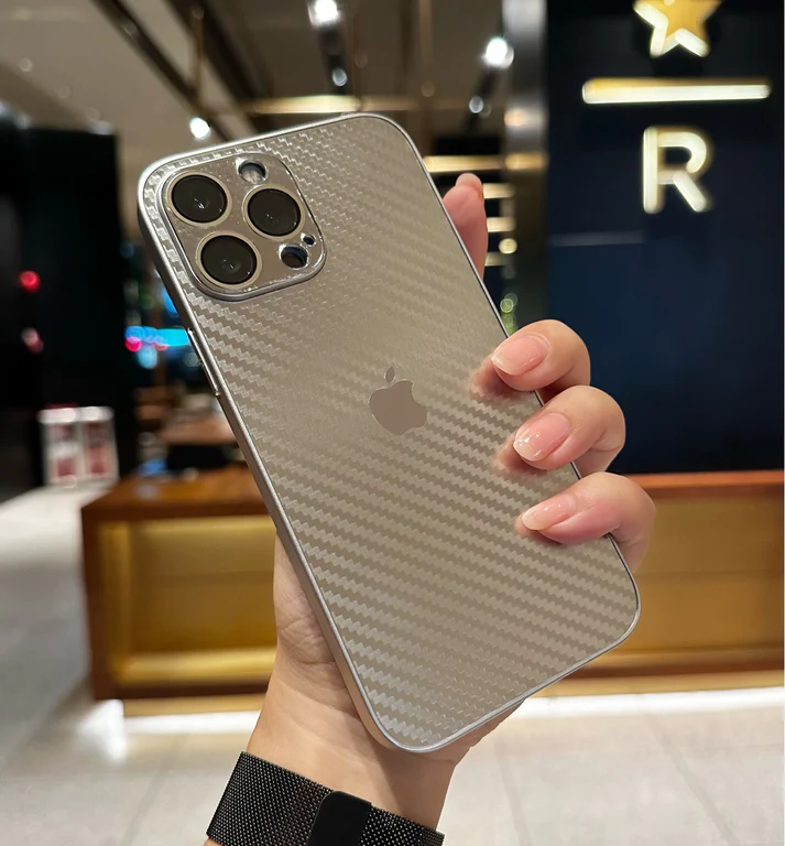 New Carbon Fiber Pattern AG Glass Case With Camera Lens Protection For iPhone 13 $ 14 Series