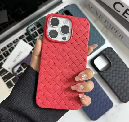 iPhone 14 Luxury Weave Breathable Matte Silicone Grid Back Cover
