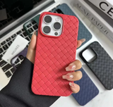 iPhone 13 Pro Max Luxury Weave Breathable Matte Silicone Grid Back Cover