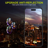 Tempered Glass Ring Screen Protector For iPhone 15 Series